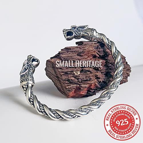 【並行輸入品】S HERITAGE 925スターリングシルバー バイキングブレスレット 北欧カフ 中世スタイル アームリング メンズ, 金属,の画像
