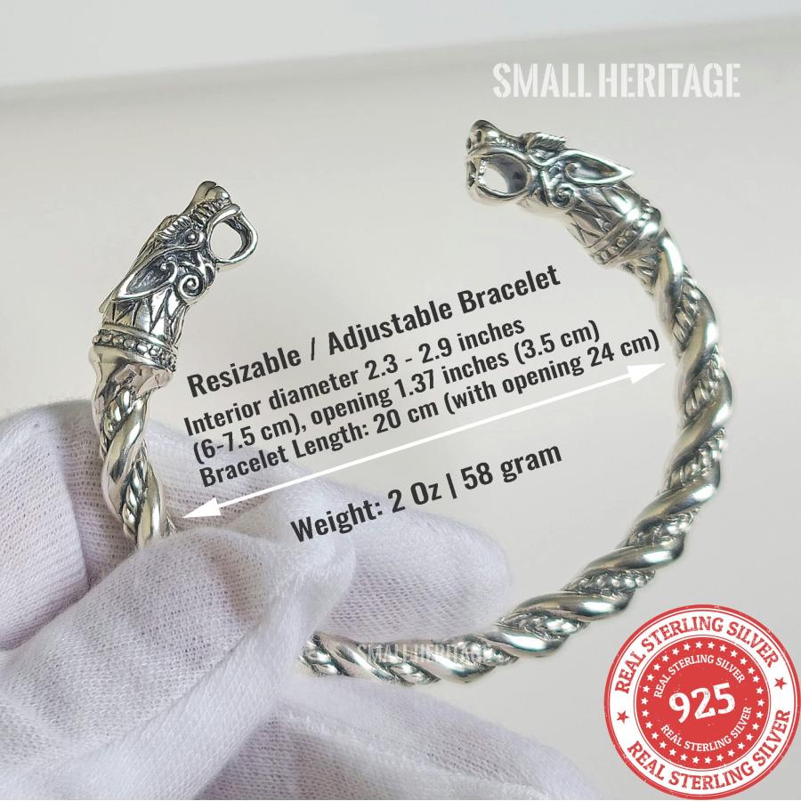 【並行輸入品】S HERITAGE 925スターリングシルバー バイキングブレスレット 北欧カフ 中世スタイル アームリング メンズ, 金属,の画像