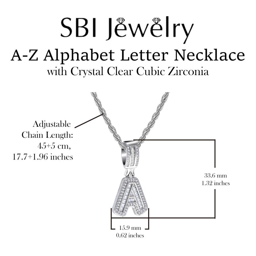 【並行輸入品】SBI Jewelry イニシャルネックレス シルバー アルファベット A Z シルバー クリア キュービックジルコニア チャーム