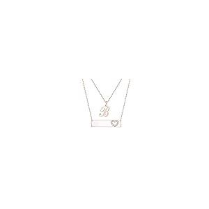 【並行輸入品】Personalized Initial Bar Layered Necklaces for Women, Custom Daiの画像