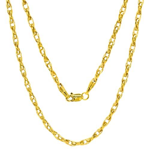 【並行輸入品】14K リアルゴールドネックレス レディース ダイヤモンドカットチェーンリンクネックレス 華奢なゴールドペンダントネックレス 2._1