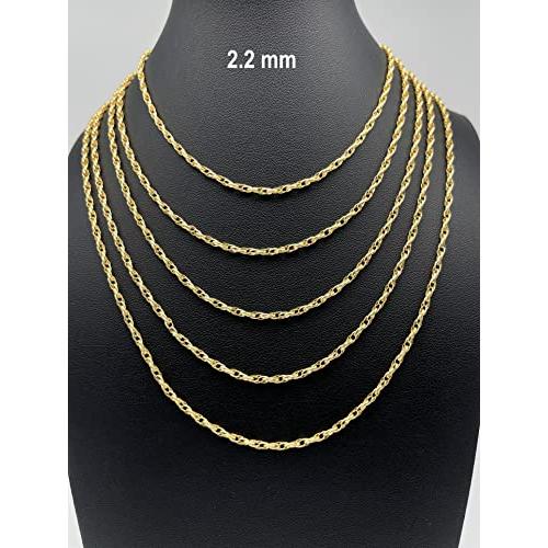 【並行輸入品】14K リアルゴールドネックレス レディース ダイヤモンドカットチェーンリンクネックレス 華奢なゴールドペンダントネックレス 2._7