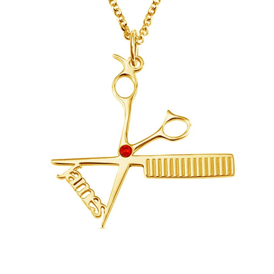 【並行輸入品】Personalized Scissors Comb Birthstone Name Necklace, S925 Sterli