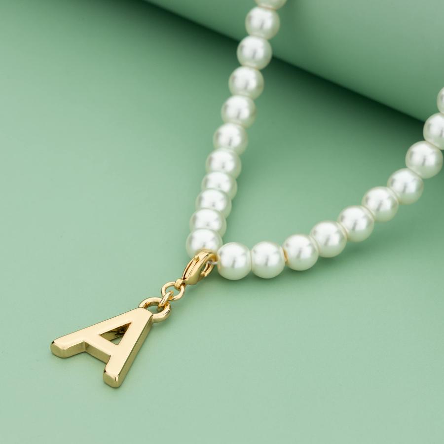 【並行輸入品】Wingirl Dainty 18K ゴールドメッキ イニシャルパールチェーンネックレス レディース ガールズ 長さ16インチ+3の画像