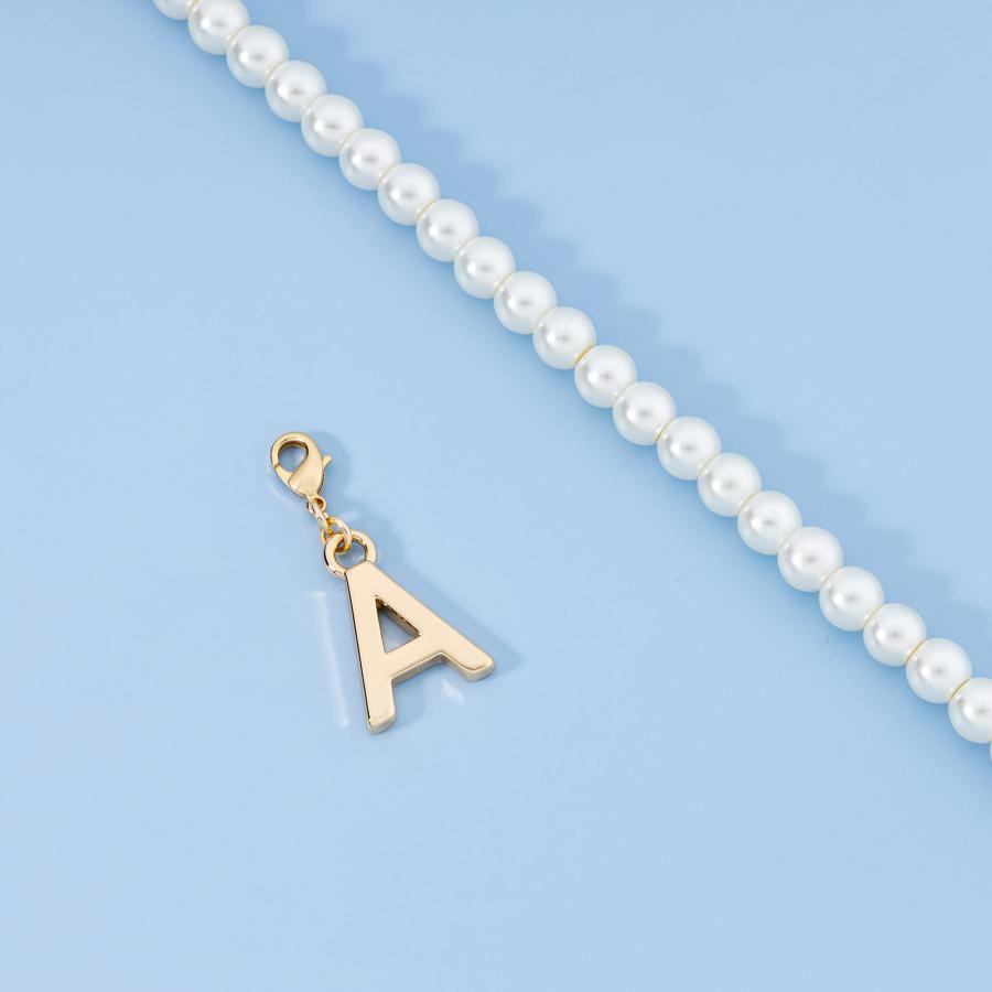 【並行輸入品】Wingirl Dainty 18K ゴールドメッキ イニシャルパールチェーンネックレス レディース ガールズ 長さ16インチ+3の画像