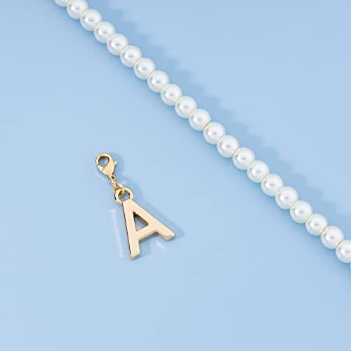 【並行輸入品】Wingirl Dainty 18K ゴールドメッキ イニシャルパールチェーンネックレス レディース ガールズ 長さ16インチ+3の画像