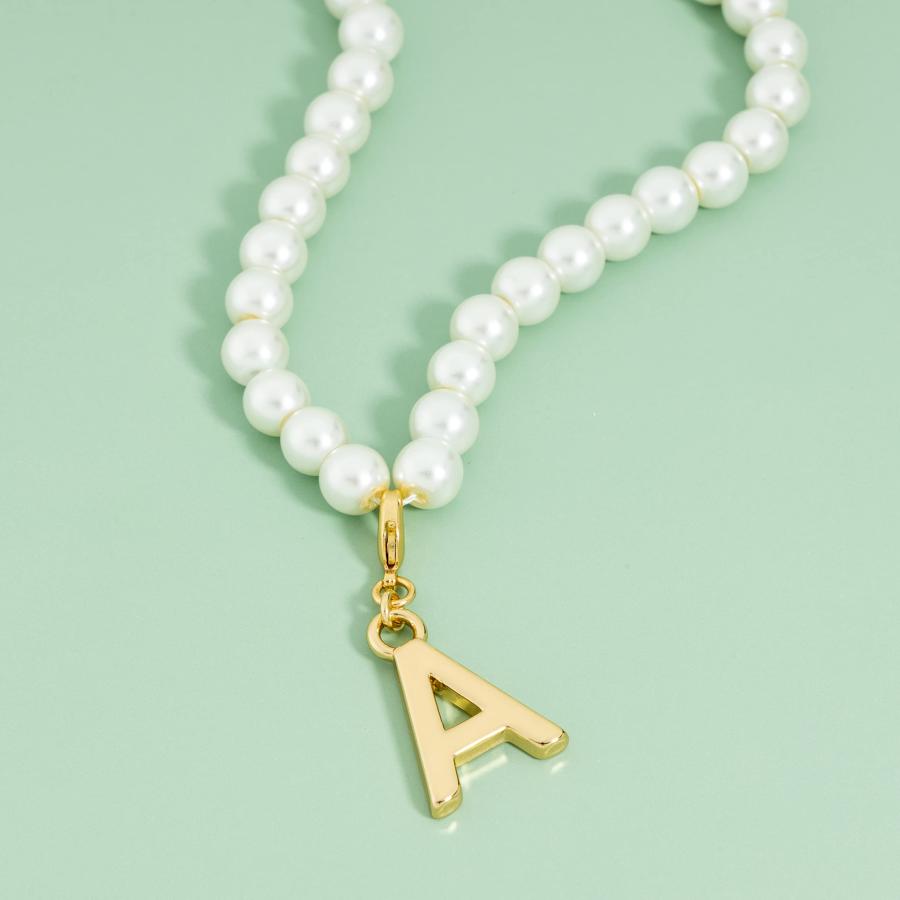 【並行輸入品】Wingirl Dainty 18K ゴールドメッキ イニシャルパールチェーンネックレス レディース ガールズ 長さ16インチ+3の画像
