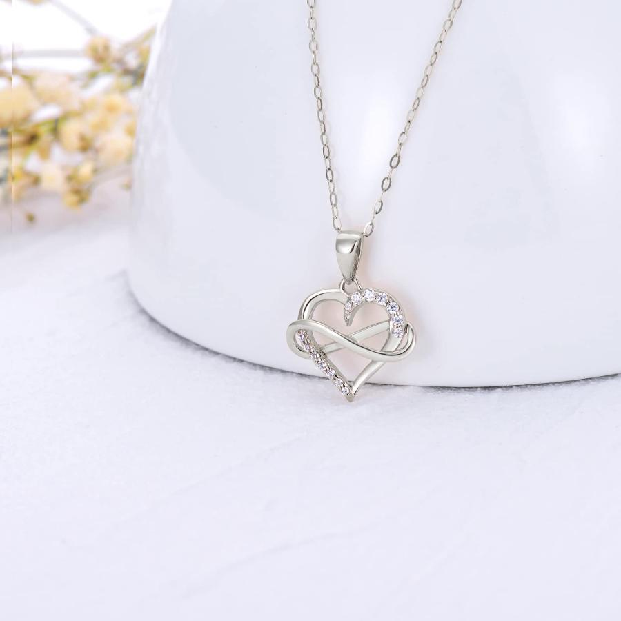14kt 本物のゴールドハートインフィニティネックレス レディース 華奢 
