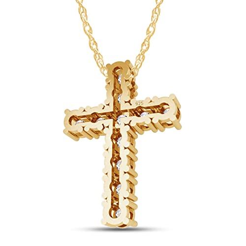 【並行輸入品】SAVEARTH DIAMONDS 1カラット ラウンドカット 人工モアッサナイト ダイヤモンド クロス ペンダント ネックレス_7