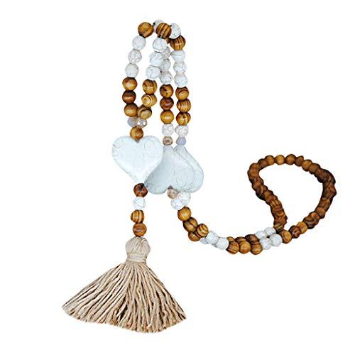 【並行輸入品】Lady Women Wooden Beads Necklace Tassel Pendant Necklace Bohemia_1