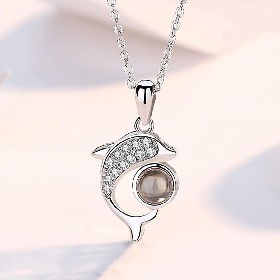 【並行輸入品】100 Languages I Love You Projection Necklace for Women Zircon Do_3