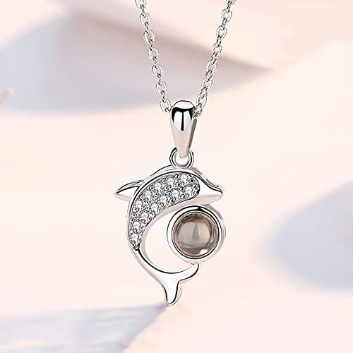 【並行輸入品】100 Languages I Love You Projection Necklace for Women Zircon Do_4