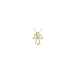 【並行輸入品】KECHO 14K / 18K イエローゴールド 守護天使ネックレス ハート クリスタル 天使の翼 ペンダント ネックレス 女性_2