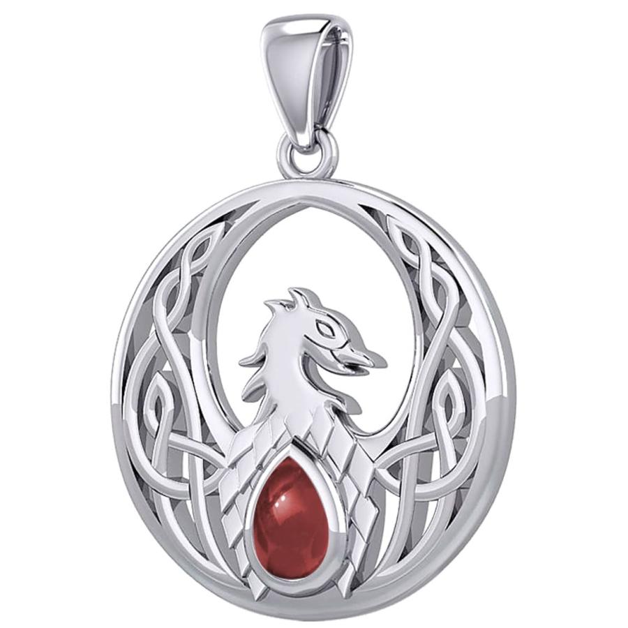 【並行輸入品】Jewelry Trends Silver Celtic Phoenix Pendant Necklace with Garne_3