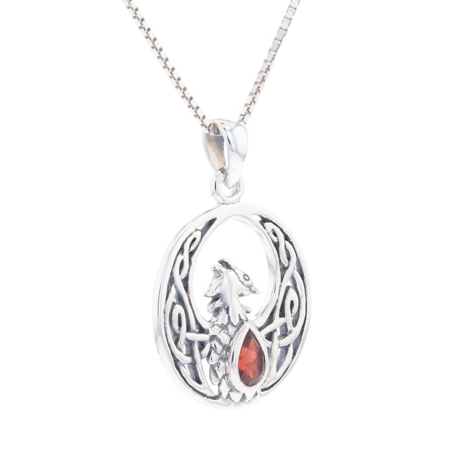 【並行輸入品】Jewelry Trends Silver Celtic Phoenix Pendant Necklace with Garne_6
