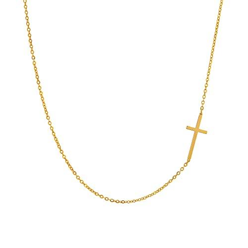 【並行輸入品】レイヤードクロスネックレス レディース 14Kゴールドメッキチェーンネックレス 上品なゴールドクロスペンダントネックレス シンプル_1