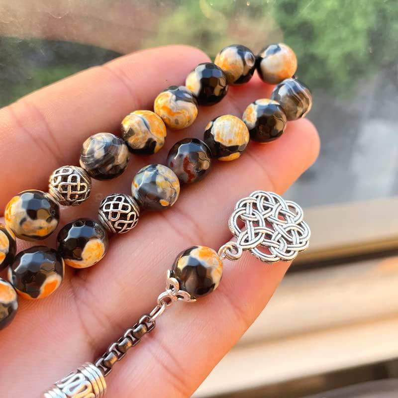 【並行輸入品】Tasbih Men Black agates Stone Muslim Prayer Beads Bracelet Turkiの画像