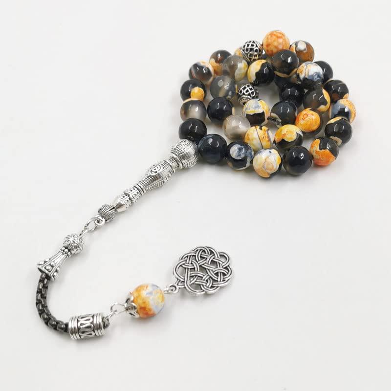 【並行輸入品】Tasbih Men Black agates Stone Muslim Prayer Beads Bracelet Turkiの画像