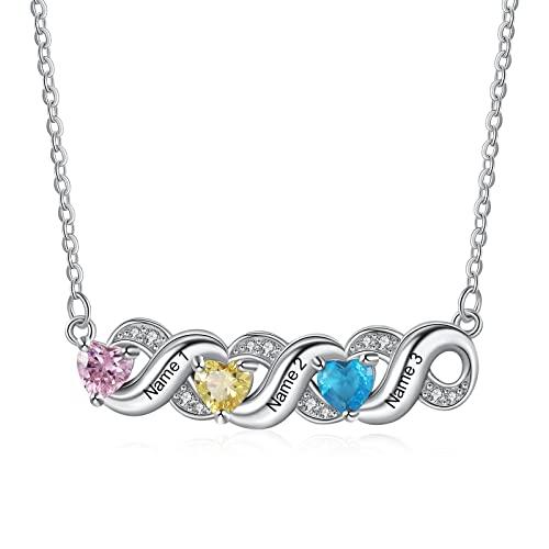 【並行輸入品】Luxladis ネームネックレス パーソナライズ、カスタムネックレス 女性用、カスタムママネックレス 子供の名前 2 7 ハートの画像
