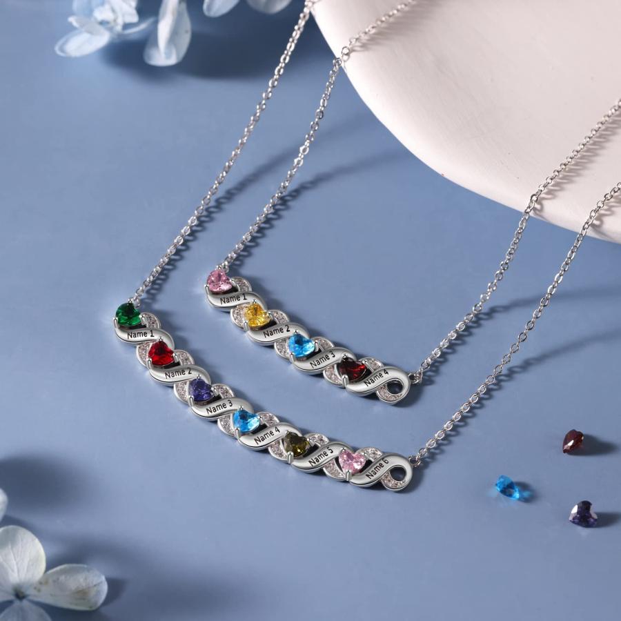 【並行輸入品】Luxladis ネームネックレス パーソナライズ、カスタムネックレス 女性用、カスタムママネックレス 子供の名前 2 7 ハートの画像