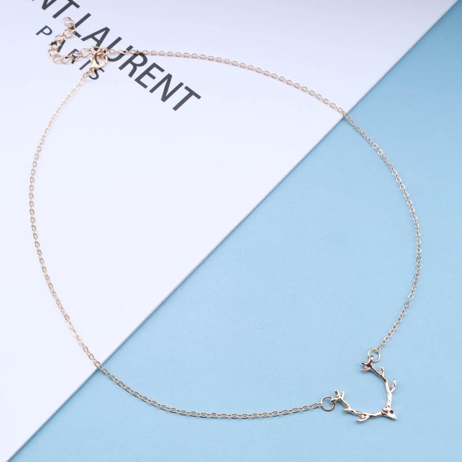 【並行輸入品】Allereyae ボーホー 鹿の角チョーカーネックレス ゴールド ヘラジカの頭 ペンダントネックレス ボヘミア 鹿のチョーカー_3
