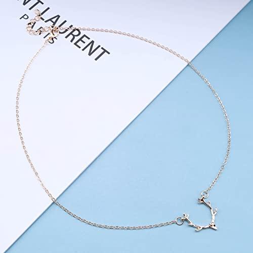 【並行輸入品】Allereyae ボーホー 鹿の角チョーカーネックレス ゴールド ヘラジカの頭 ペンダントネックレス ボヘミア 鹿のチョーカー_4