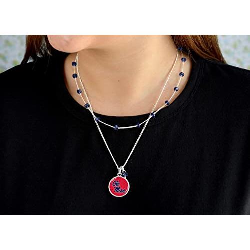【並行輸入品】Ole Miss Rebels アイビーネックレス シルバーチェーン ジュエリーギフト 宝石なし， 宝石なし From the H