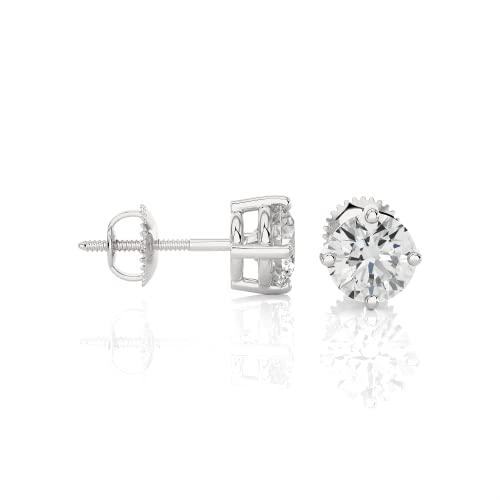 【並行輸入品】1/2 Carat Diamond Round Stud Earrings for Women in 14k White Golの画像