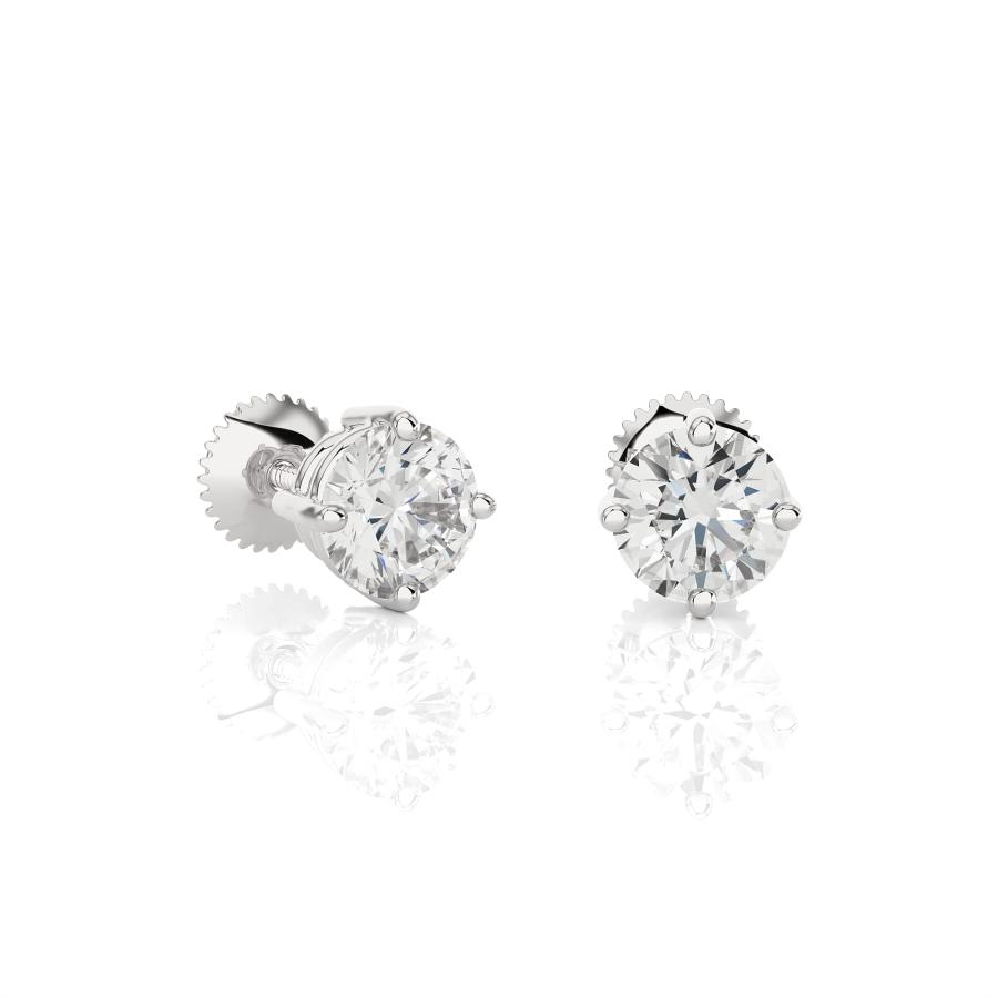 【並行輸入品】1/2 Carat Diamond Round Stud Earrings for Women in 14k White Golの画像
