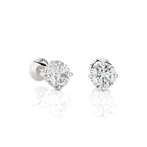 【並行輸入品】1/2 Carat Diamond Round Stud Earrings for Women in 14k White Golの画像