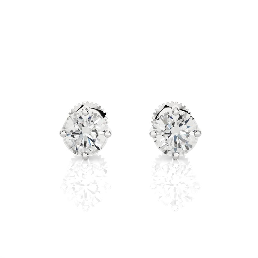 【並行輸入品】1/2 Carat Diamond Round Stud Earrings for Women in 14k White Golの画像