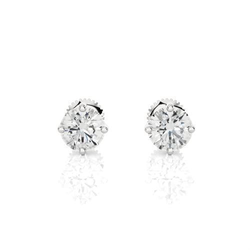 【並行輸入品】1/2 Carat Diamond Round Stud Earrings for Women in 14k White Golの画像