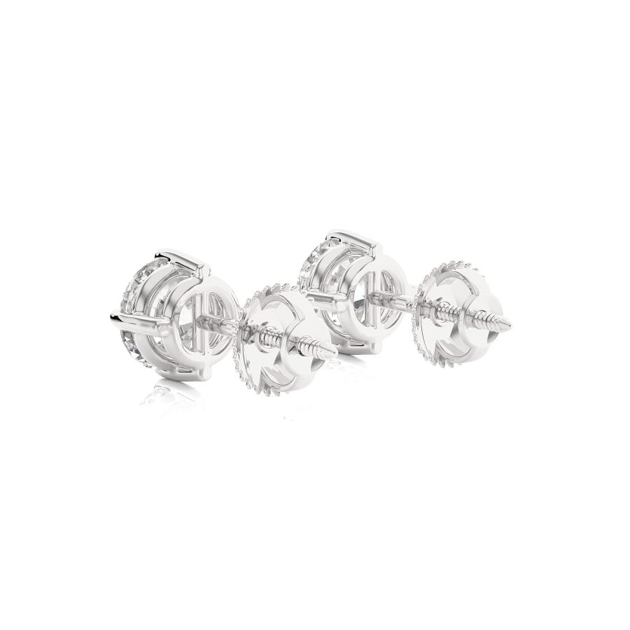 【並行輸入品】1/2 Carat Diamond Round Stud Earrings for Women in 14k White Golの画像