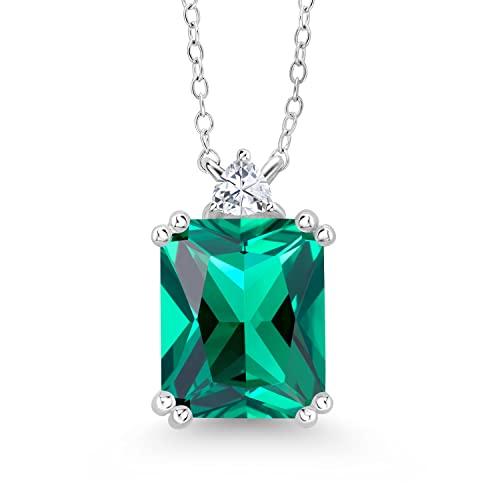 【並行輸入品】[Gem Stone King] 5.64カラット ナノエメラルド ネックレス レディース モアサナイト シルバー925 5月 誕の画像