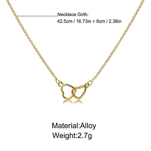 【並行輸入品】Layered Chain Necklaces Women Trendy Heart Double Ring Necklace_7