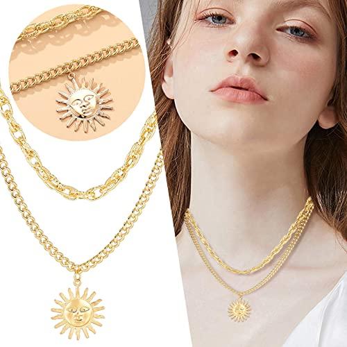 【並行輸入品】Trendy Layered Choker Necklaces for Women Girls Chunky Pendant G_4