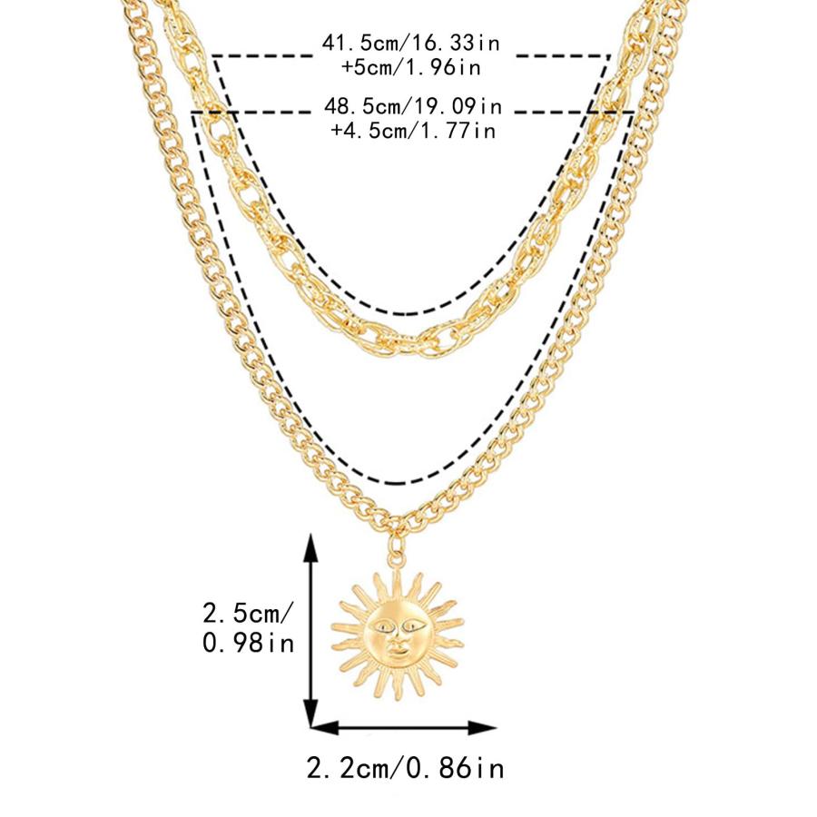 【並行輸入品】Trendy Layered Choker Necklaces for Women Girls Chunky Pendant G_6
