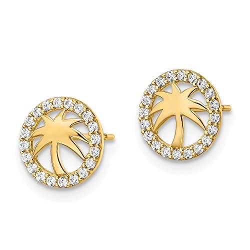 【並行輸入品】Avariah 14k Yellow Gold CZ Palm Tree Post Earrings   8.6mmの画像