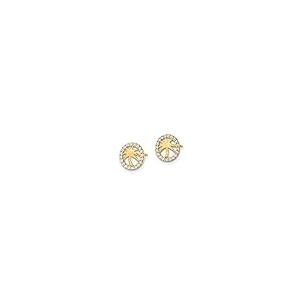 【並行輸入品】Avariah 14k Yellow Gold CZ Palm Tree Post Earrings   8.6mmの画像
