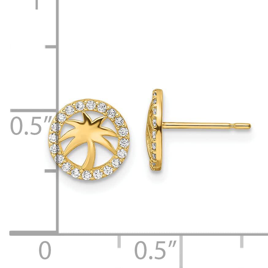 【並行輸入品】Avariah 14k Yellow Gold CZ Palm Tree Post Earrings   8.6mmの画像