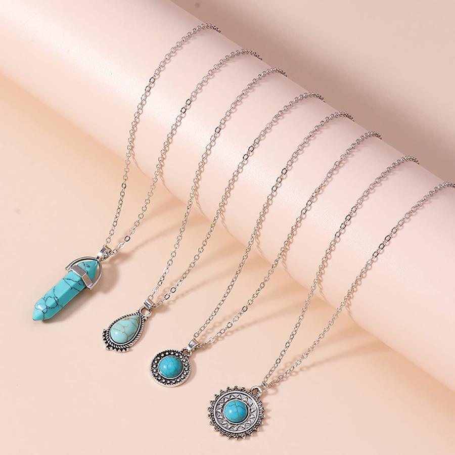 【並行輸入品】Women Layering Pendant Chain Necklaces Sun Hexagonal Column Wate_9
