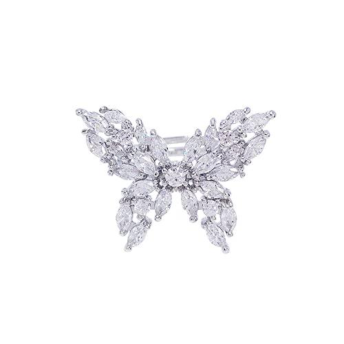 【並行輸入品】輝くクリスタルバタフライ オープンステートメントリング レディース ガールズ ラインストーン CZ 婚約 プロミスリング エタニテ_1