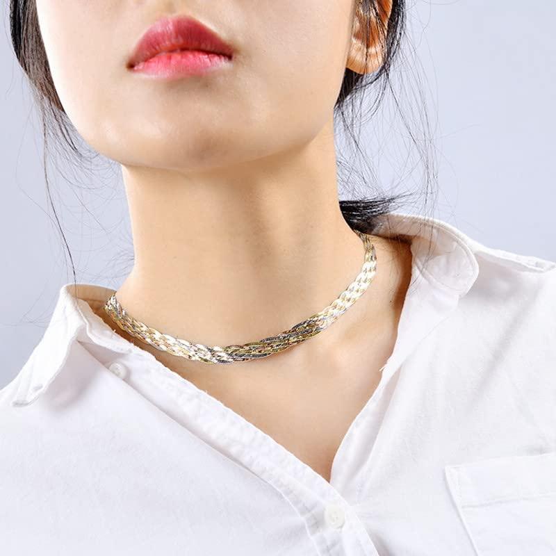 【並行輸入品】Choker necklace for women Trendy S925 Pure Silver Gold Plated Woの画像