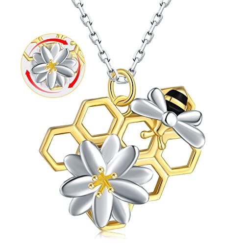 Spinner Sunflower Bee Honeycomb Necklace   925 Sterling Silver F 並行輸入品｜best-style｜02