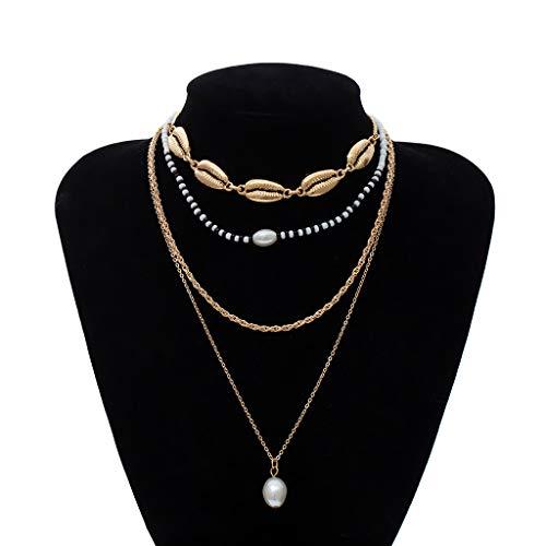 【並行輸入品】Rice Bead Multi Layer Necklace for Women Pearl Pendant Necklace_7