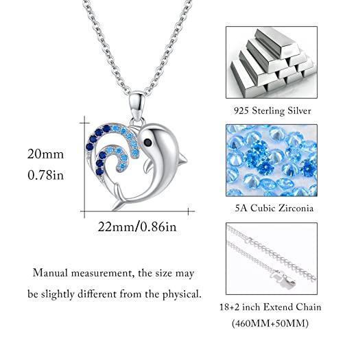 【並行輸入品】イルカネックレス 女性用 925スターリングシルバー 海の波ペンダントネックレス ドルフィンペンダントネックレス ジュエリー 誕生_4