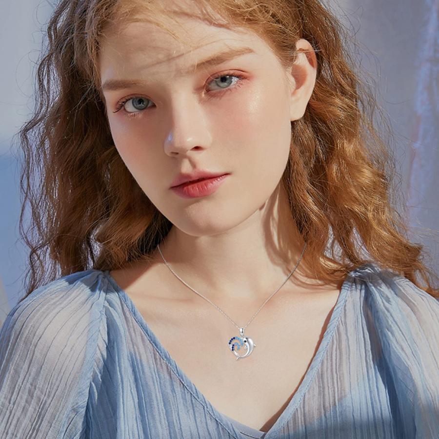 【並行輸入品】イルカネックレス 女性用 925スターリングシルバー 海の波ペンダントネックレス ドルフィンペンダントネックレス ジュエリー 誕生_9