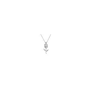 【並行輸入品】Long Pendants Necklaces Chain for Women Rose Pearl Flower Silver_2