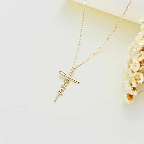 【並行輸入品】ソリッド 14K ゴールド イエス クロス ネックレス 希望を信じるペンダント ネックレス 宗教ジュエリー 女性用 記念日 誕生日の画像