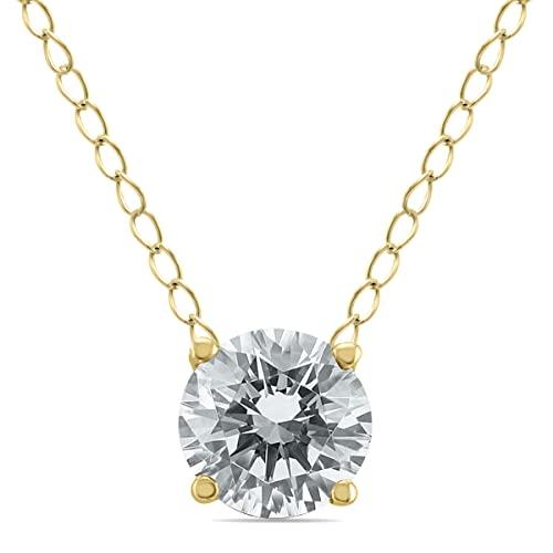 【並行輸入品】SZUL 1/3 Carat Floating Round Diamond Solitaire Necklace in 14K_1